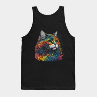 Rainbow Cat Vibrant And Whimsical Illustration Tank Top